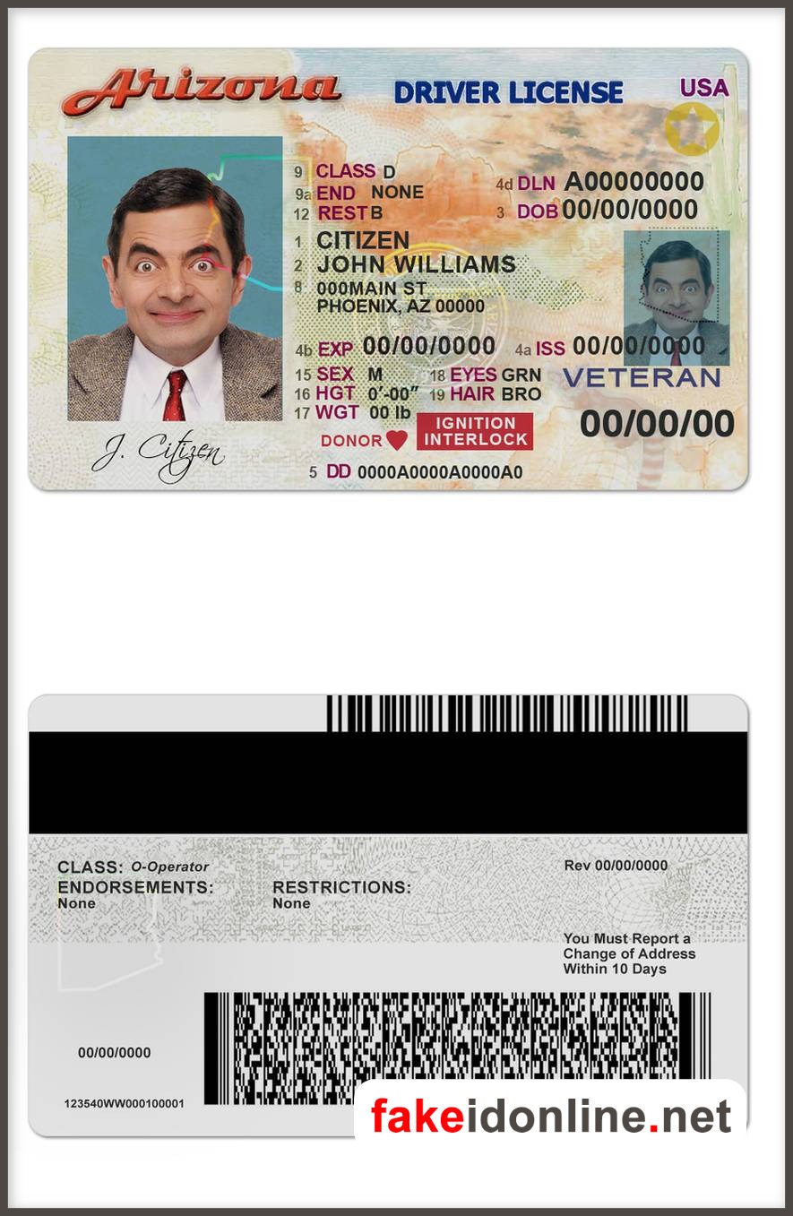 Arizona Driver License PSD Template